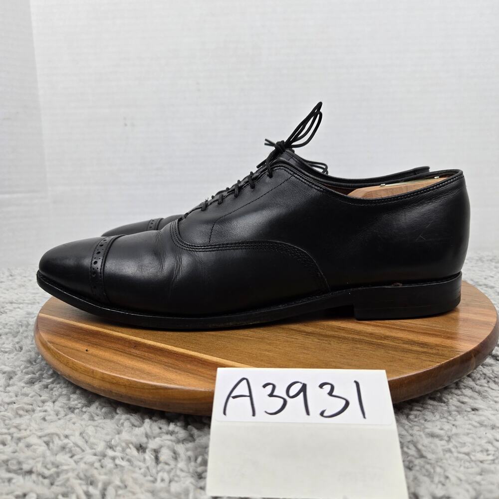 Allen Edmonds Mens 10.5D Nathan Black Cap Toe Brogue Office Oxford Dress Shoe